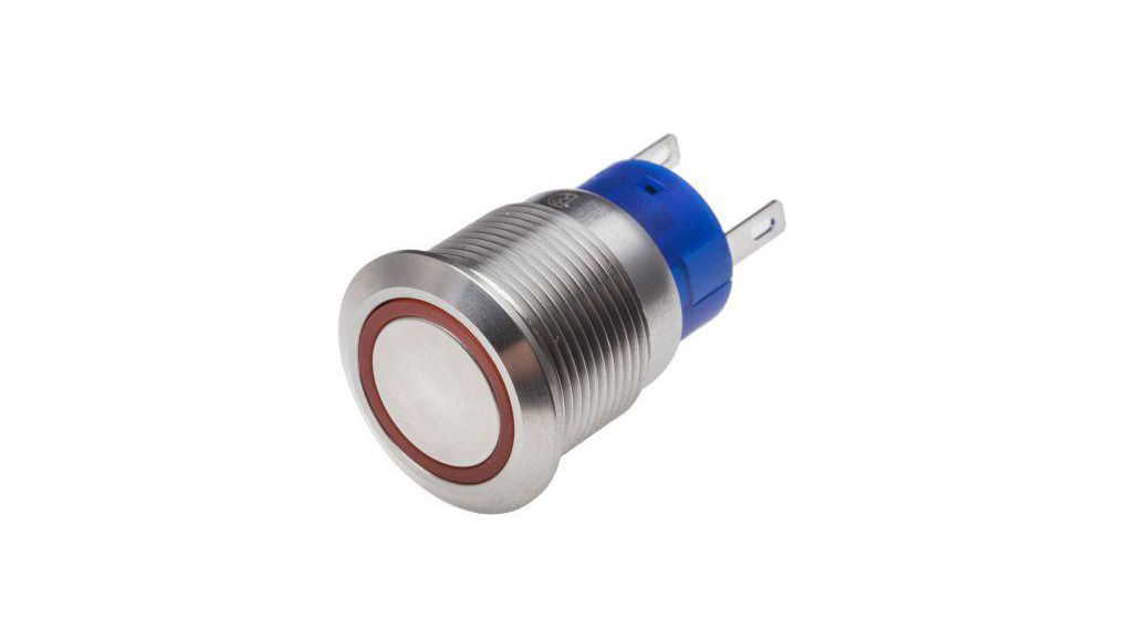 Illuminated Pushbutton Switch Latching Function 1CO 250 VAC LED Red